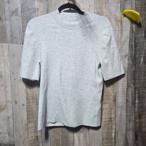 BR Standard Banana Republic Grey Ribbed Mock Neck Knit Top Sweater Large Preppy
